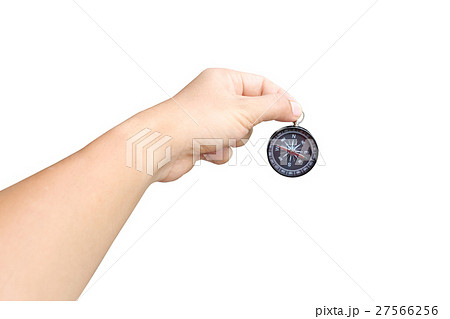 hand of a man holding a compass on white background. hand of a man holding a compass on white background. 27566256