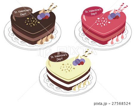 ハートのチョコレートケーキのイラスト素材 27568524 Pixta