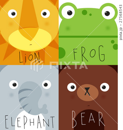 Animal muzzles lion, frog, elephant, bear 27568543