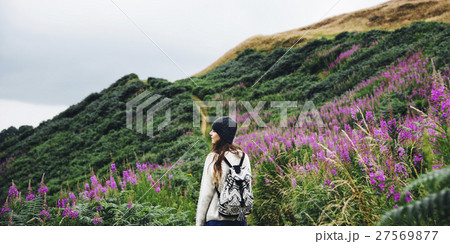 Woman Smiling Mountain Carefree Cloudscape Concept Woman Smiling Mountain Carefree Cloudscape Concept 27569877