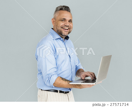 Cheerful Man Technology Gadget Concept 27571714