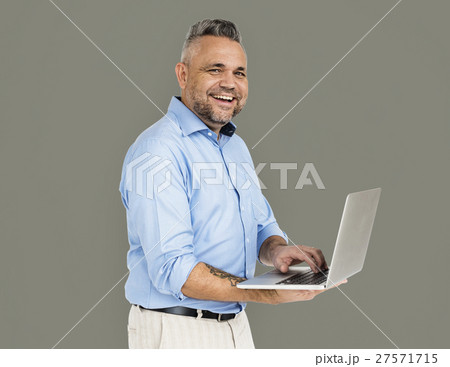 Cheerful Man Technology Gadget Concept Cheerful Man Technology Gadget Concept 27571715