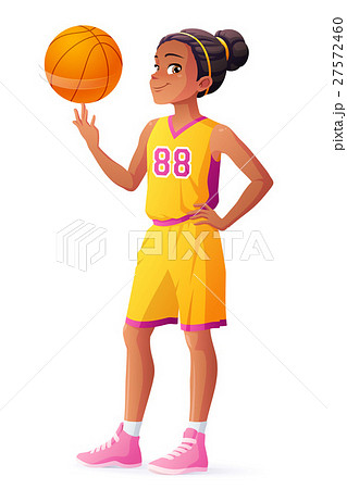 Vector Young African Basketball Player Girlのイラスト素材