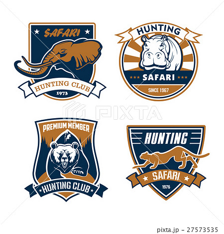 Hunting safari club vector icons, hunter emblems 27573535