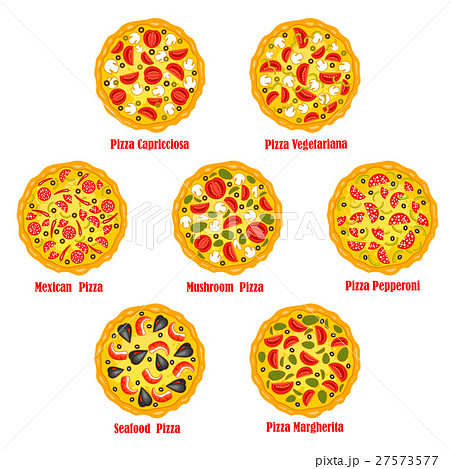 Pizza fast food vector isolated pizzeria icons set 27573577