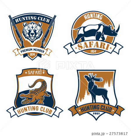 Hunting club vector icons, safari hunt emblems 27573617