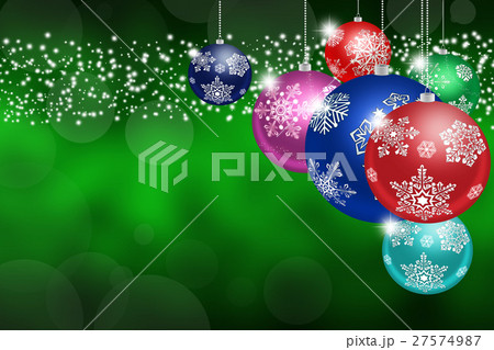 Christmas toys with snowflakes on abstract green 27574987