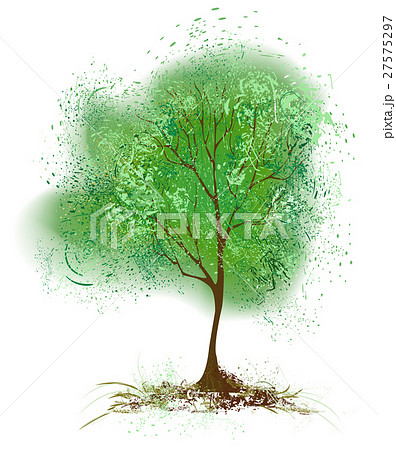 tree with leaves painted with green paint tree with leaves painted with green paint 27575297