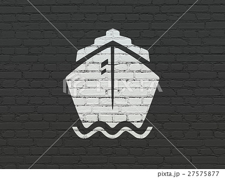 Travel concept: Ship on wall background 27575877