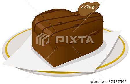 バレンタイン ハート型チョコレートケーキのイメージイラストのイラスト素材