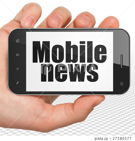 News concept: Hand Holding Smartphone with Mobile 27580377