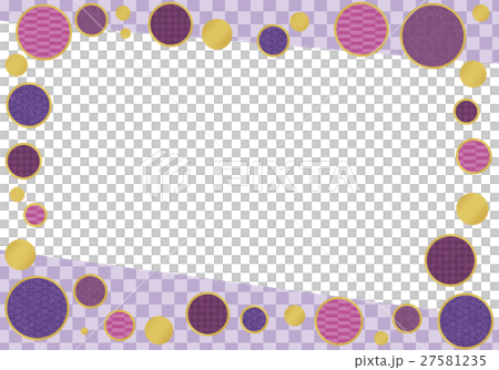 Japanese style frame with purple Japanese pattern polka dots 27581235