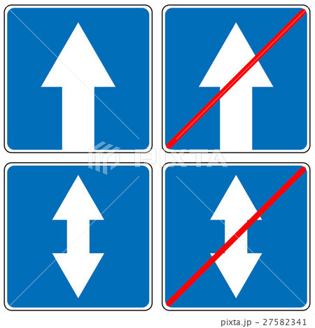 Ahead Only One Way Traffic Sign Drive Straightのイラスト素材