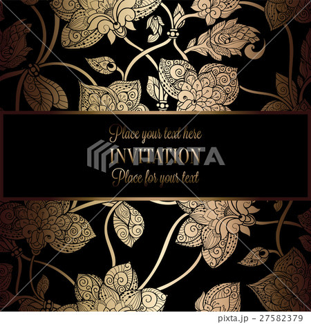 Intricate background with rich gold vintage frame 27582379