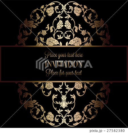 Intricate background with rich gold vintage frame Intricate background with rich gold vintage frame 27582380