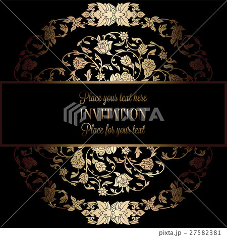 Intricate background with rich gold vintage frame 27582381