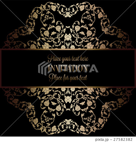Intricate background with rich gold vintage frame Intricate background with rich gold vintage frame 27582382