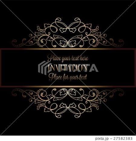 Intricate background with rich gold vintage frame 27582383