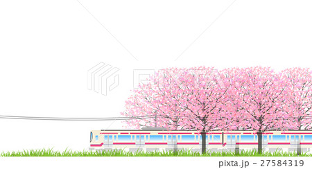 桜　電車　春　背景  27584319