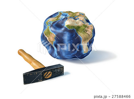 Planet earth smashed by a hammer. 27588466