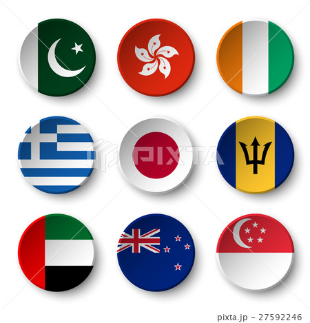Set of world flags round badges  Set of world flags round badges  27592246