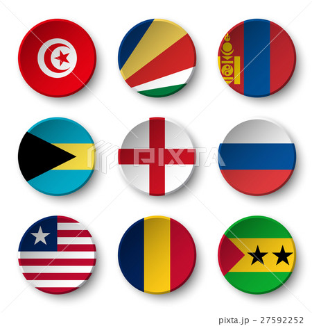 Set of world flags round badges  27592252