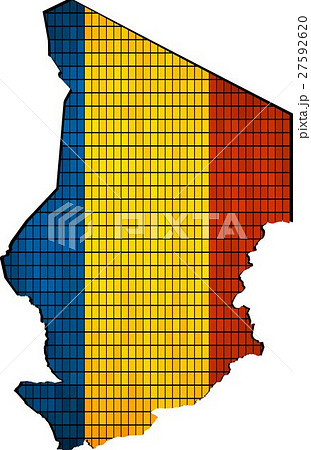 Chad map with flag inside 27592620