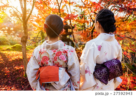 Kimono girls with autumn color, Kyoto Kimono girls with autumn color, Kyoto 27592943