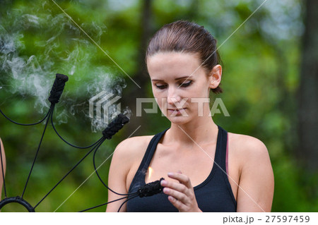 play with fire show on the shore of the sea 27597459