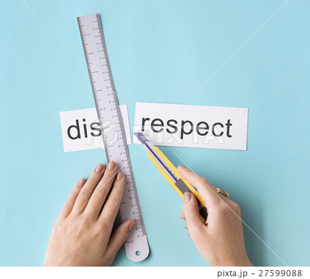 Disrespect Hands Cut Word Split Concept Disrespect Hands Cut Word Split Concept 27599088