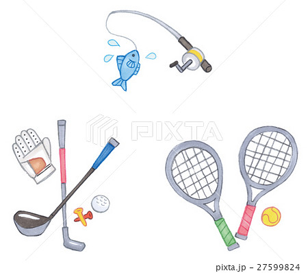 リゾートスポーツ 釣り ゴルフ テニス のイラスト素材