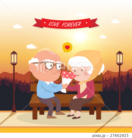 old couples in love cartoons