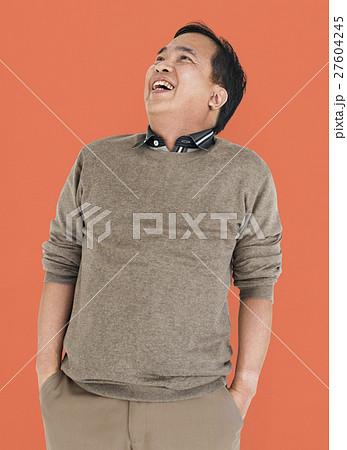 Asian Man Lean Back Laughing Concept Asian Man Lean Back Laughing Concept 27604245