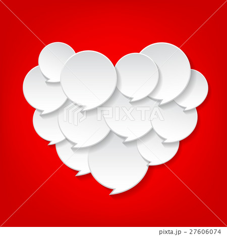 White color of speech bubble on heart shape. 27606074