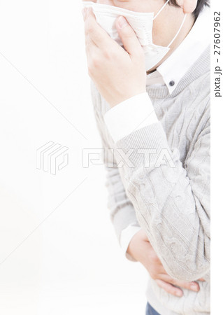 風邪　ノロウイルス　感染性胃腸炎　吐き気　嘔吐　インフルエンザ　イメージ　パーツカット　ボディパーツ 27607962