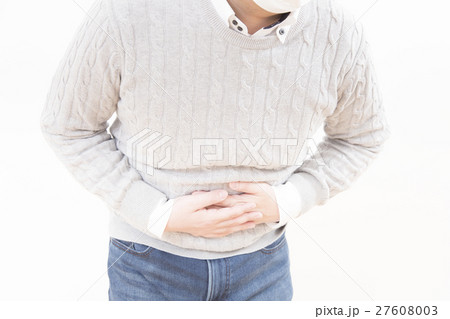 風邪　腹痛　ノロウイルス　感染性胃腸炎　インフルエンザ　イメージ　パーツカット　ボディパーツ 27608003