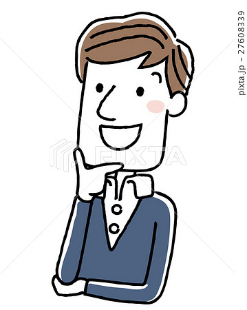 若い男性 笑顔で上を見上げる 思い浮かべる 考えるのイラスト素材 若い男性 笑顔で上を見上げる 思い浮かべる 考えるのイラスト素材