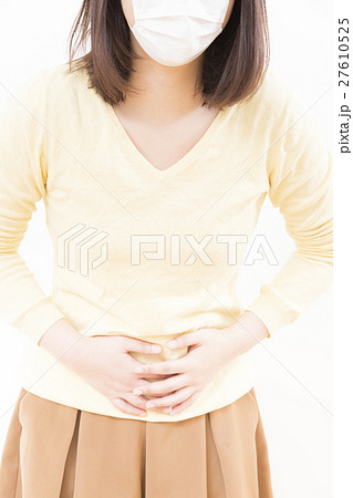 風邪　腹痛　ノロウイルス　感染性胃腸炎　インフルエンザ　イメージ　パーツカット　ボディパーツ 27610525