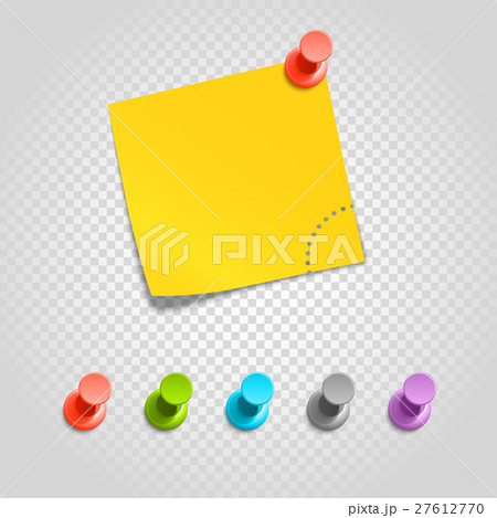 Color pins and paperclip isolated on transparent 27612770