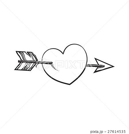 Shiny Cartoon Heart Pieced By Cupid Arrow Loveのイラスト素材 27614535 Pixta