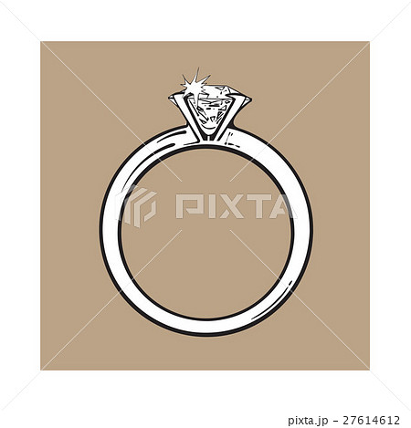 Golden engagement ring with a big shining diamond Golden engagement ring with a big shining diamond 27614612