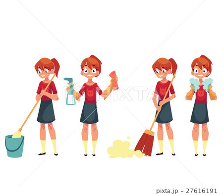 Teenage girl cleaning the house, doing chores 27616191