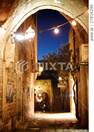 Old town Jaffa street in the evening. 27616290