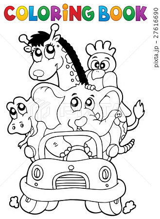 Coloring book animals in car 27616690