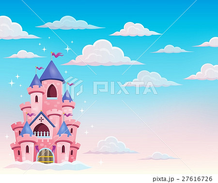 Pink Castle In Clouds Theme 1のイラスト素材