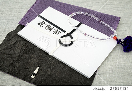 香典袋　左上　左開き　袱紗　不祝儀袋　御霊前　数珠 27617454