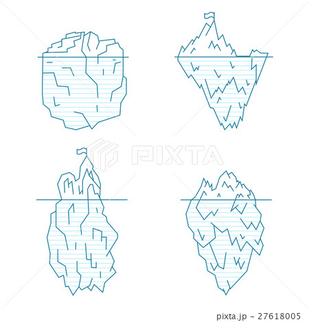 Iceberg Line Style Set Vectorのイラスト素材