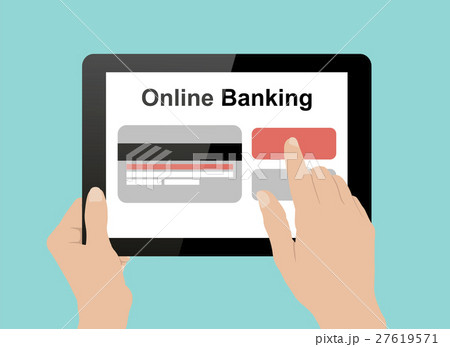 Hand Touch Tablet Pc Online Banking Conceptのイラスト素材