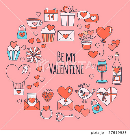 Valentine Day Vector pattern with icons of heart Valentine Day Vector pattern with icons of heart 27619983