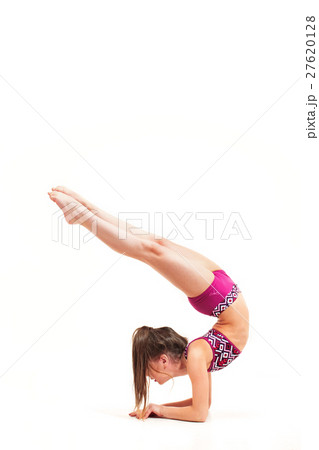 The teenager girl doing gymnastics exercises 27620128